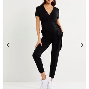A Pea in the Pod French terry short sleeve reversible maternity jumpsuit Medium
